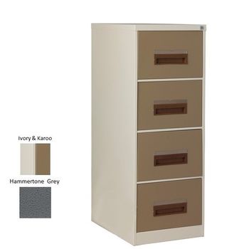 Metal 4 Drawer Filing Cabinet – Ivory & Karoo / Grey