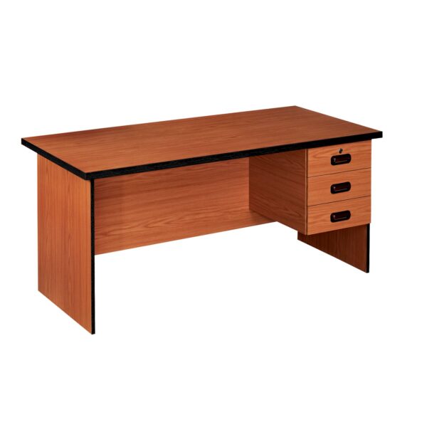 Desk with 3 drawer fitted pedestal with top lock.
