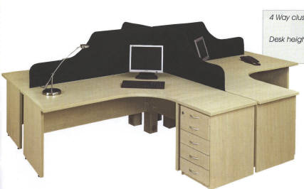 Cluster 4 Way Desks Plus Pedestals